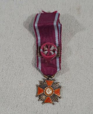Tsv Antique Wwi Polish Bronze Cross Of Merit Krzyz Zaslugi Medal Badge W Ribbon