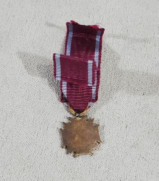 TSV Antique WWI Polish Bronze Cross of Merit Krzyz Zaslugi Medal Badge W Ribbon 3