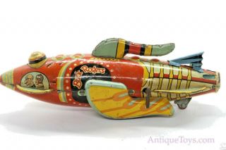 Vintage ca.  1930 ' s Marx Buck Rogers Spaceship Tin Lithographed Windup Rocket Toy 3