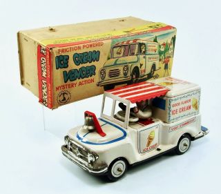 1950s Ice Cream Vendor Good Flavor Truck W/original Box By Ko Japan Nr