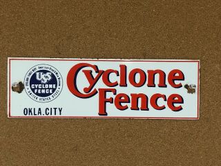 Vintage.  Cyclone Fence.  Oklahoma City United States Steel.  Porcelain Sign