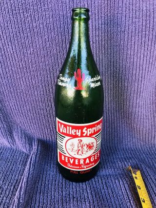 Vintage Valley Spring Beverages Green Bottle Quart Phoenix Arizona