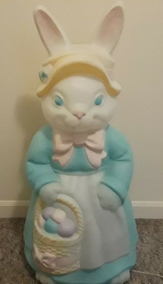 Mrs Easter Bunny Rabbit Blow Mold - Empire - 36 " Ht.  - Vtg - With Light Cord