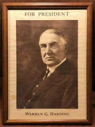1920 Warren G.  Harding For President Campaign Poster Framed