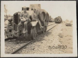 S3 Wwii Japanese Army Photo Armored Car On Railway