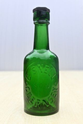 Vintage 1900s Snell &sons Guernsey Channel Isle Birds Patent Stopper Beer Bottle