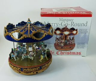 2002 Mr.  Christmas Marquee Merry Go Round Animated Musical Carousel