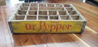 Vintage 1970’s Yellow Drink Dr Pepper Wood Soda Pop Crate Dividers