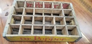 Vintage 1970’s Yellow Drink Dr Pepper Wood Soda Pop Crate Dividers 2