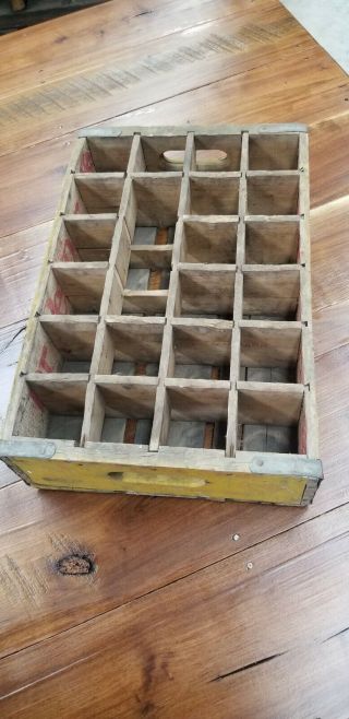 Vintage 1970’s Yellow Drink Dr Pepper Wood Soda Pop Crate Dividers 3