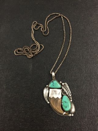 Vintage Native American Jewelry Turquoise Badger Claw Sterling Silver Signed