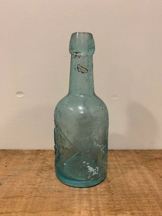Philadelphia PA Bottling Supply Co - Aqua Blob Top Squat Bottle 2