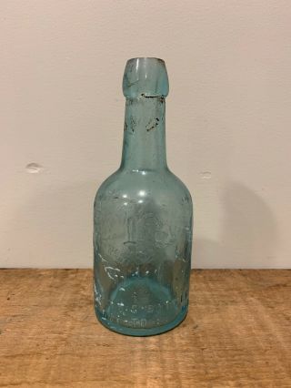 Philadelphia PA Bottling Supply Co - Aqua Blob Top Squat Bottle 3