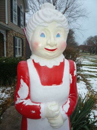 Vintage Union Products Mrs.  Santa Claus Blow Mold Large Lighted Christmas Decor 2