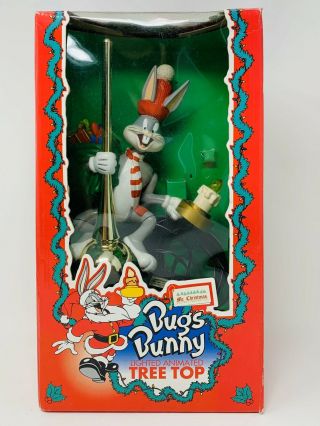 Vintage 1995 Looney Tunes Bugs Bunny Lighted Animated Christmas Tree Topper 