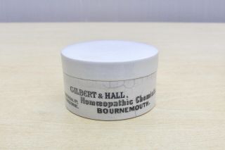 Vintage C1900s Gilbert & Hall Homeopathic Chemist Bournemouth Potlid Base Pot