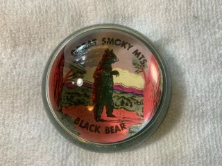 Vintage Great Smokey Mountains Black Bear Glass Paperweight