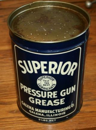 Superior Pressure Gun Grease Galena Illinois 5 Lb Can Empty