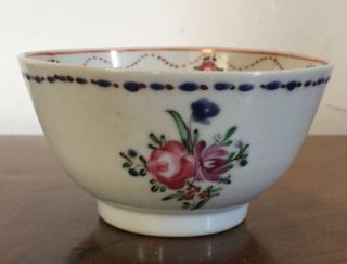 Antique 18th Century Chinese Export Porcelain Tea Cup Bowl Famille Rose
