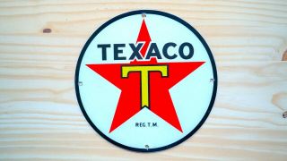 Vintage Texaco Gasoline Porcelain Sign Gas Oil Pump Plate Service Station Rare
