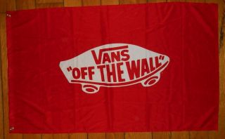 Vans Shoes - Logo Flag Off The Wall 27 " X 46 " Banner Red White