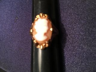Vintage 10k Gold Lady Cameo Ring Sz 6 - 1/2