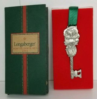 Longaberger Commemorative Santa Key Pewter Christmas Ornament 2002