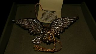 Vtg.  Signed Crown Trifari Gold Tone Flying Bald Eagle 3 " Brooch