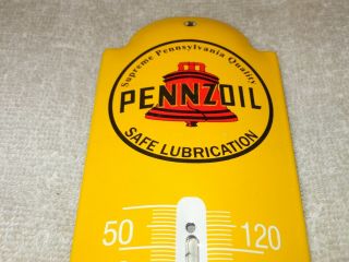 Vintage Pennzoil Z Motor Oil 11 3/4 " Porcelain Metal Gasoline Thermometer Sign