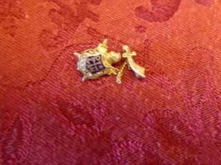 Antique Masonic Gold Demolay 2 Part Pin On Chain
