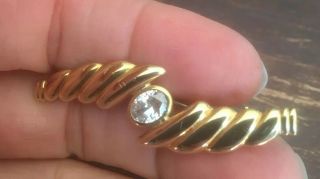 Vintage 1950s Solid 18ct Yellow Gold And White Stone Brooch Pin.  2.  90 Grams