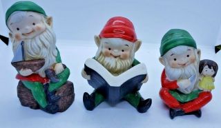Homco Home Interiors Pixie Elves Pixies Elf Christmas Figurines Set Of 3 Vtg