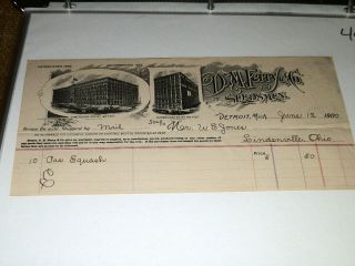 4059,  D M Ferry Seeds Detroit Mich,  1900,  Vintage Billhead W Vignette