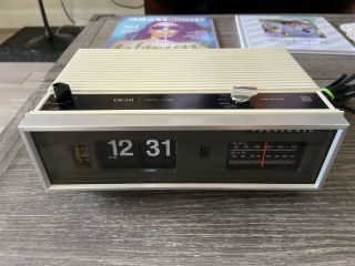 Vintage 1970 Panasonic National Rc - 7021 Fm/am Flip Chirpbird Alarm Clock Radio