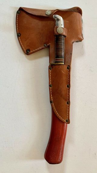 Vintage Official Boy Scout Axe Plumb Hatchet Western Hunting Knife Combo Sheath