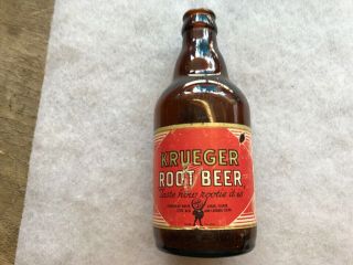 1937 Krueger Root Beer Paper Label Bottle,  Newark,  Jersey