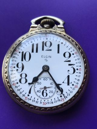 1952 Elgin 17 Jewel Grade 616 Pocket Watch 10k Gold Filled Montgomery Dial 174