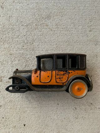 1920s Arcade Yellow Cab Taxi 9 " Long Missing Front Axel Attic Find