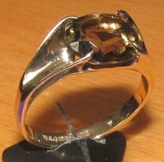 Vintage 9ct Yellow Gold Oval Smoky Quartz Ring Size N