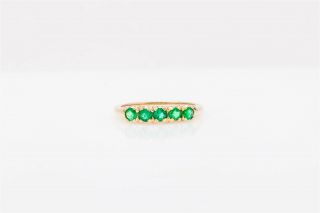 Antique 1940s Retro $1500 1.  50ct Colombian 5 Emerald 14k Yellow Gold Band Ring