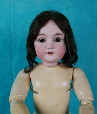 Antique German Bisque Socket Head Fully Jointed Doll Princess I Brown Sleep Eyes