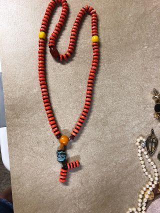 Vintage Coral Bead Necklace 30” Long