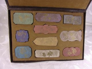 Antique Set 10 Chinese Print Blocks Asian Pictural Ink Sticks Artist Watercolor