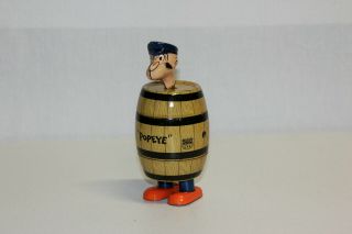 Vintage Chein Tin Litho Wind Up Popeye In Barrel Walker Toy Ex Must L@@k