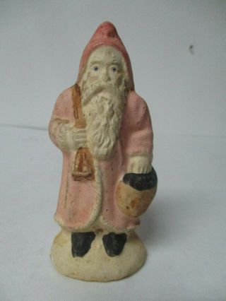 Marvelous Vintage 4 1/2 " T Germany Chalkware Christmas Standing Santa Claus