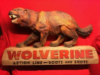 Exc Vtg Wolverine 3 - D Advertising Wall Store Display Boots Hunting 1970’s Sign