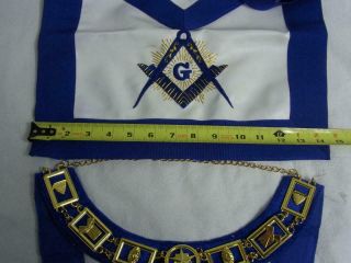 Masonic Past Master Apron With Collar Royal Blue With Gold Accent 3