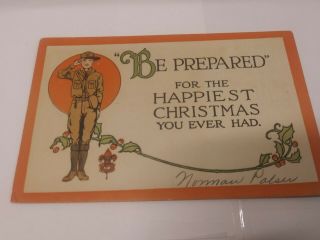 Boy Scout Christmas Postcard,  1926 Third Printing,  " Be Prepared " Series Official