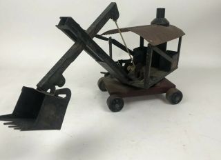 Vintage 1920s Keystone Steam Shovel Excavator Toy Ride On Pressed Steel