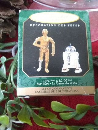 Vintage 1997 Hallmark Star Wars C - 3po And R2 - D2 Miniature Ornament Set